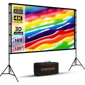 120 inch Portable Projector Movie Screen Indoor Outdoor 16:9 4K HD Lightweight